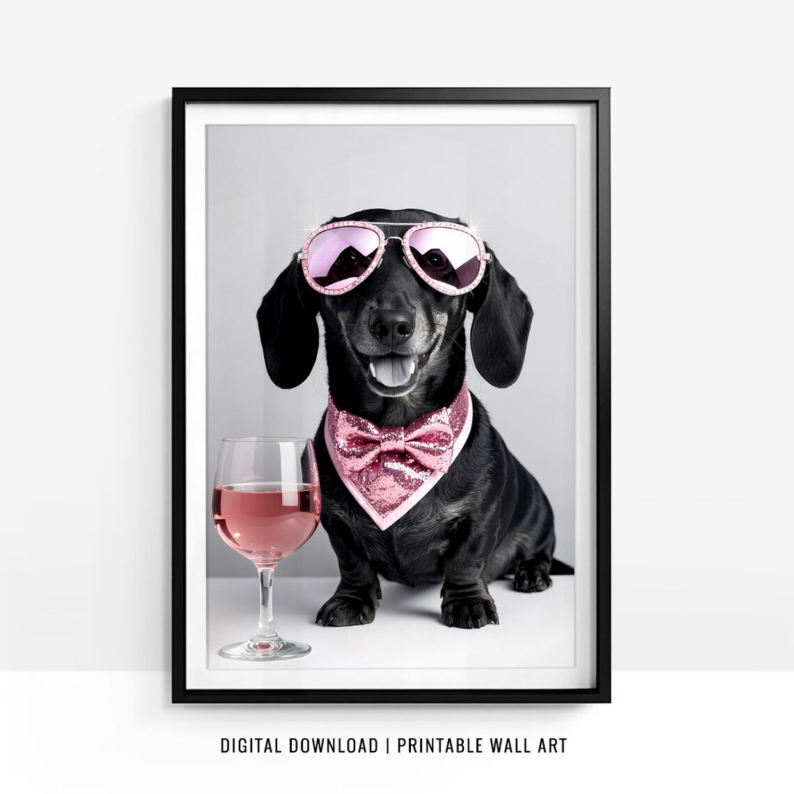 Dachshund Pink Gin Art Print, Funny Dog Gift - Image 2