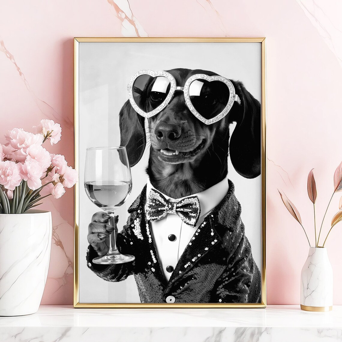 Dachshund Drinking Wine, Funny Dog Poster Print - Image 5