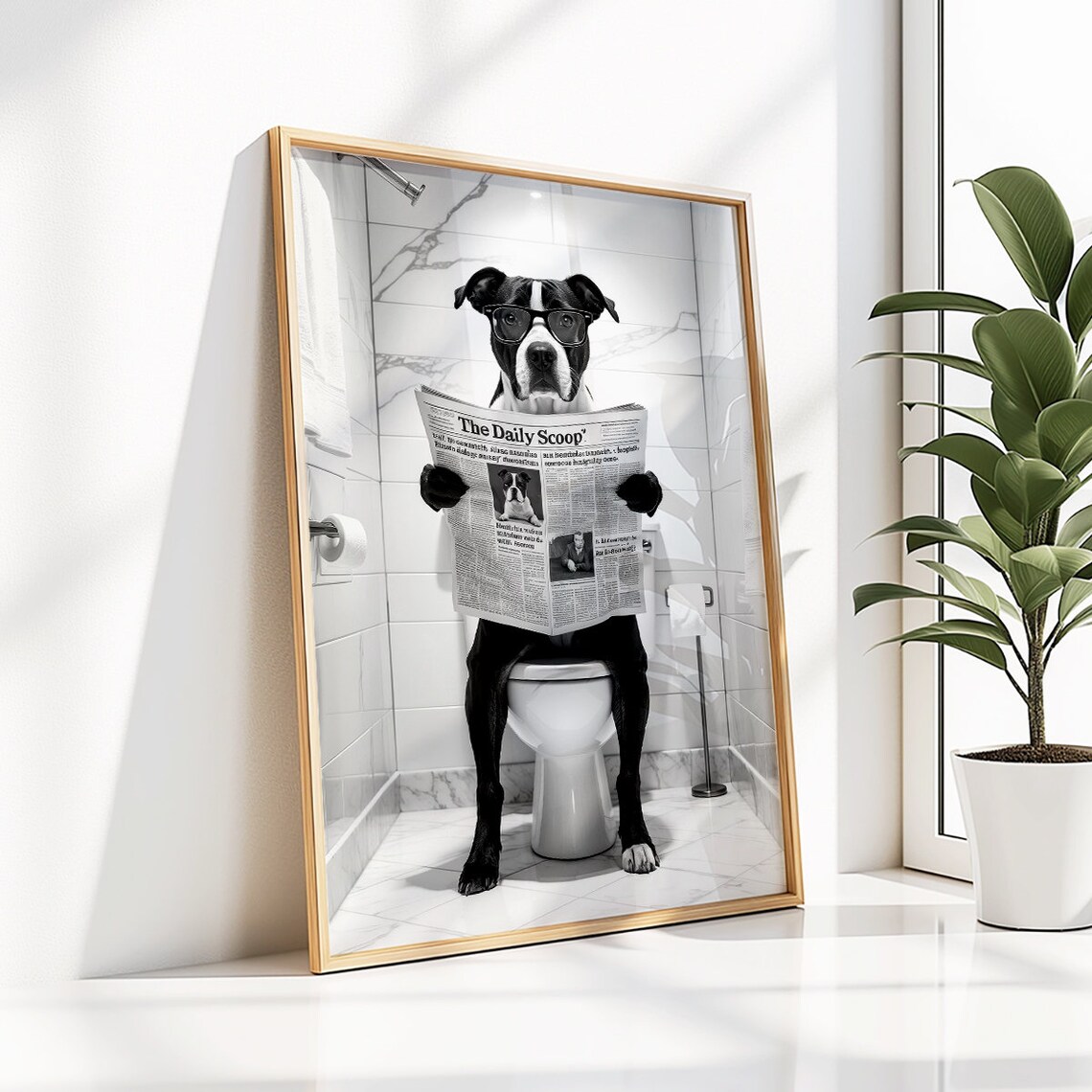Staffordshire Bull Terrier Funny Bathroom Decor Art Print - Image 4
