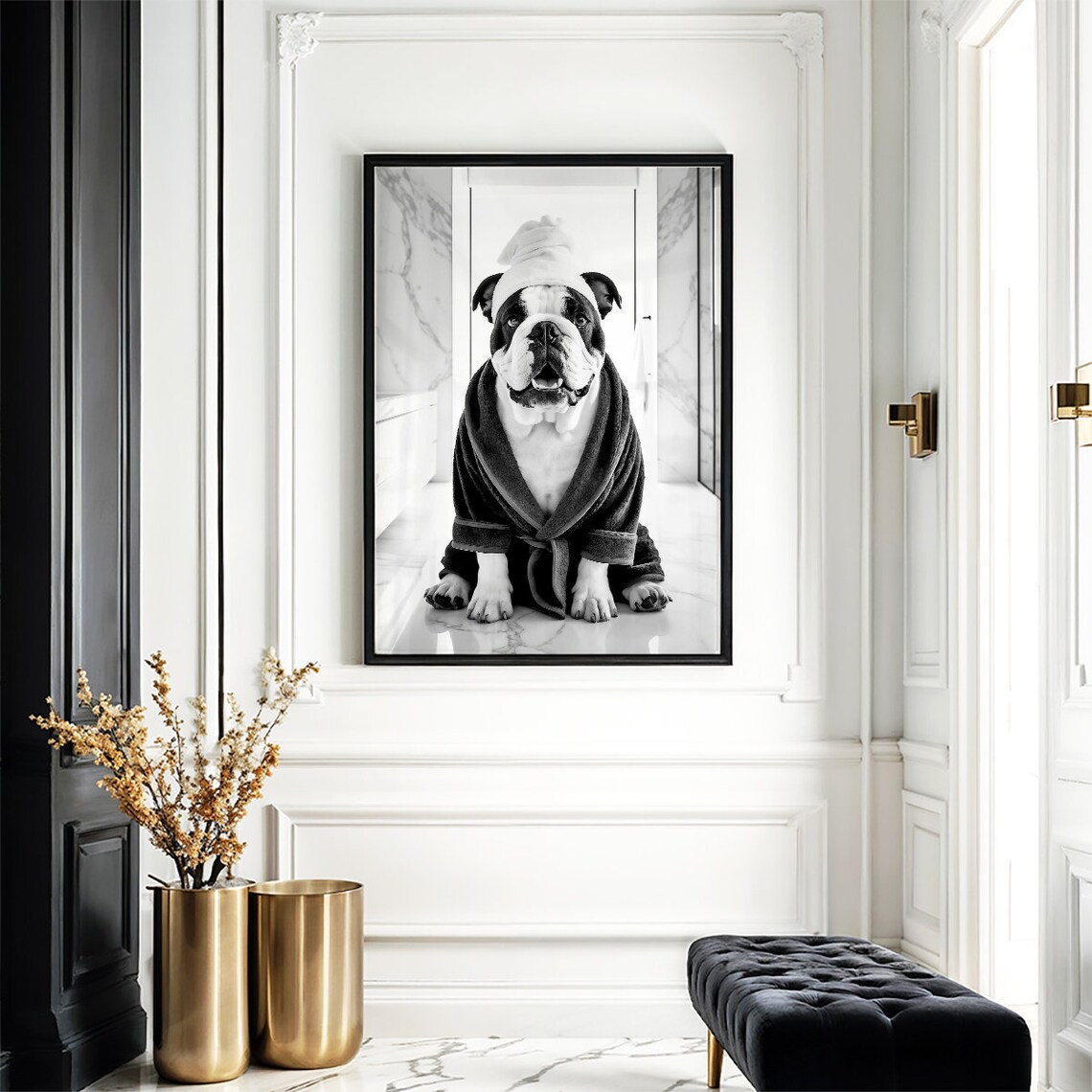 English Bulldog Funny Bathroom Decor Art Print - Image 5