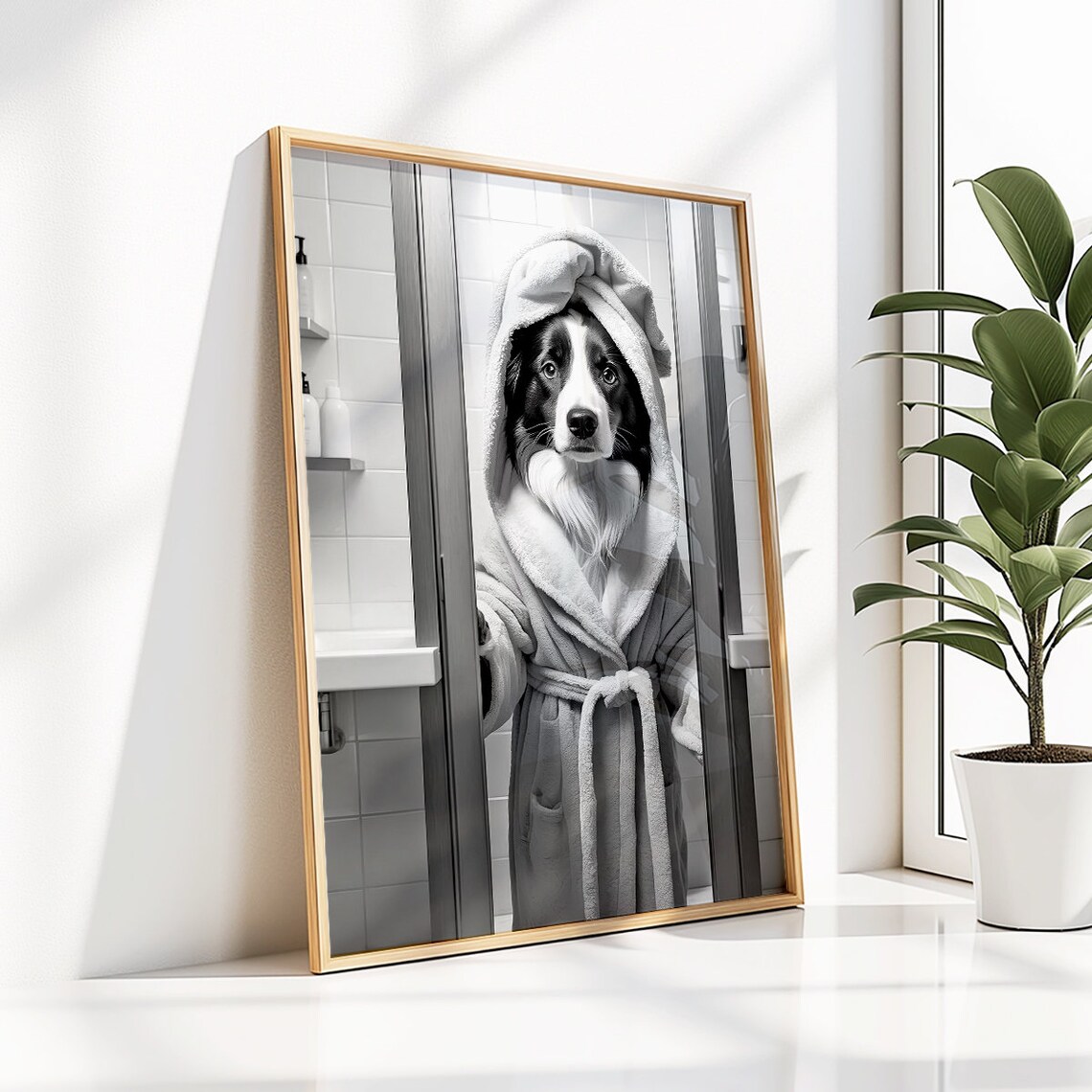 Border Collie Funny Bathroom Decor Art Print - Image 2