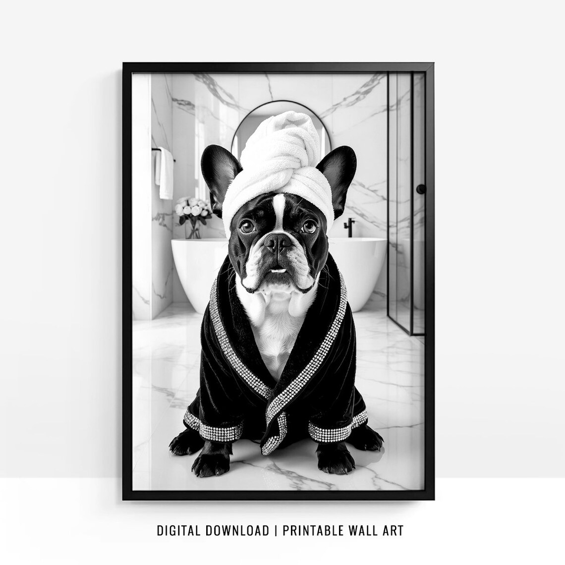 French Bulldog Toilet Print, Funny Bathroom Decor