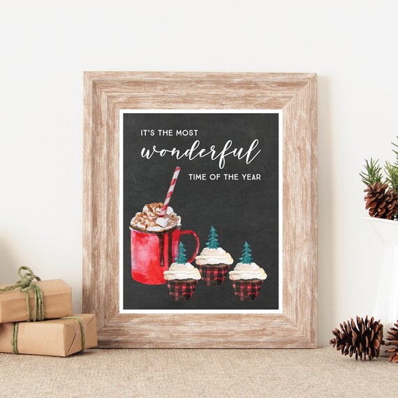 Its The Most Wonderful Time Of The Year Chalkboard Christmas Cocoa Poster