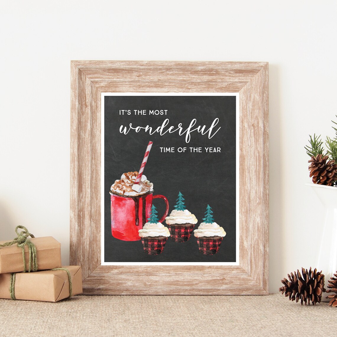 Its The Most Wonderful Time Of The Year Chalkboard Christmas Cocoa Poster
