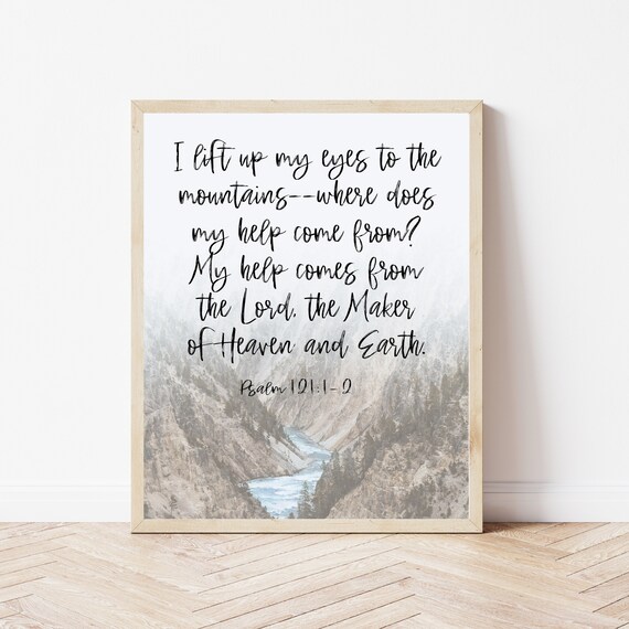 Psalm 121 I Lift My Eyes To The Mountain Bible Verse Wall Art Scripture Decor Christian Sign Quote Signs