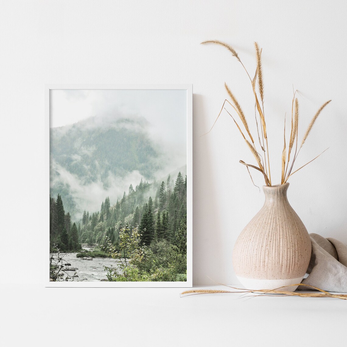 Fog Tree Nature Art Print, Forest Landscape