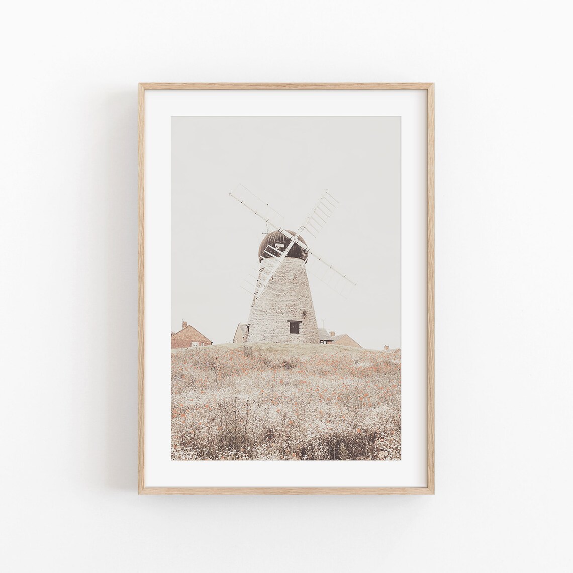 Farmhouse Nature Landscape Art Print, Neutral Decor