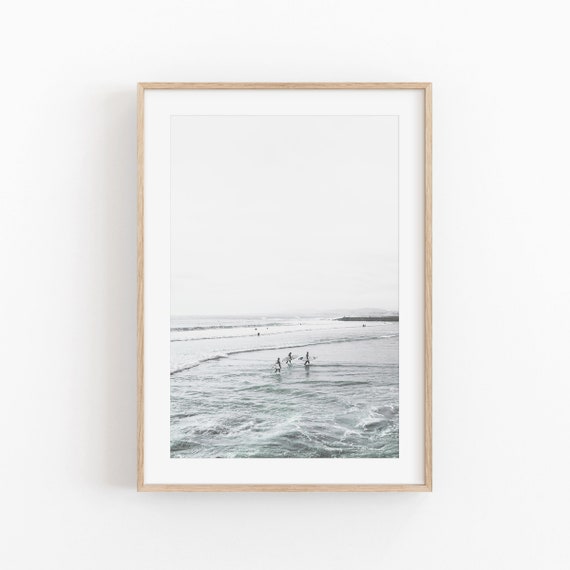 Surfing Print, Ocean Water Coastal Beach Poster