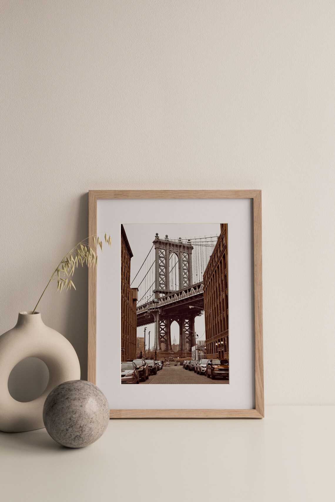 New York Cityscape Travel Poster, Manhattan Bridge - Image 3