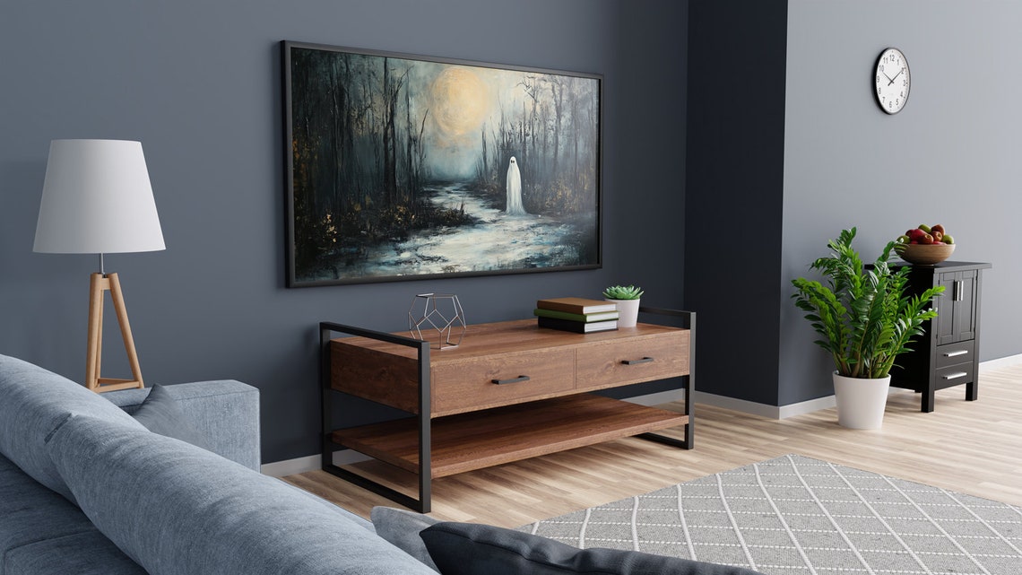 Lonely Ghost in Dark Misty Forest Under Moonlight Halloween Poster - Image 6