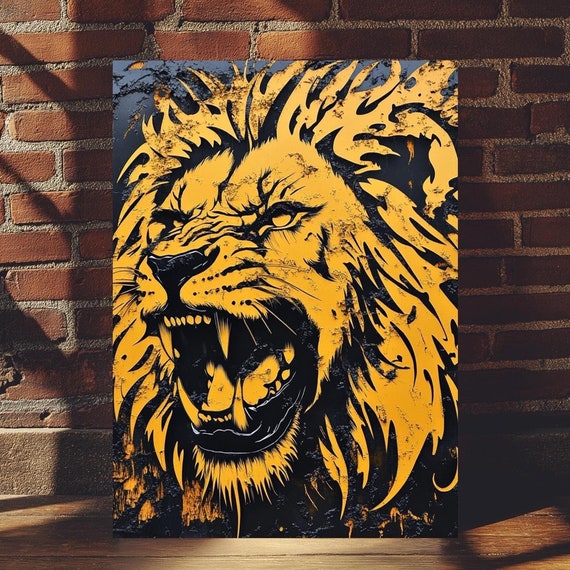 Fierce Lion Canvas Wall Art Roaring Decor Bold Animal For Office Or Home African Wildlife Jungle King Poster