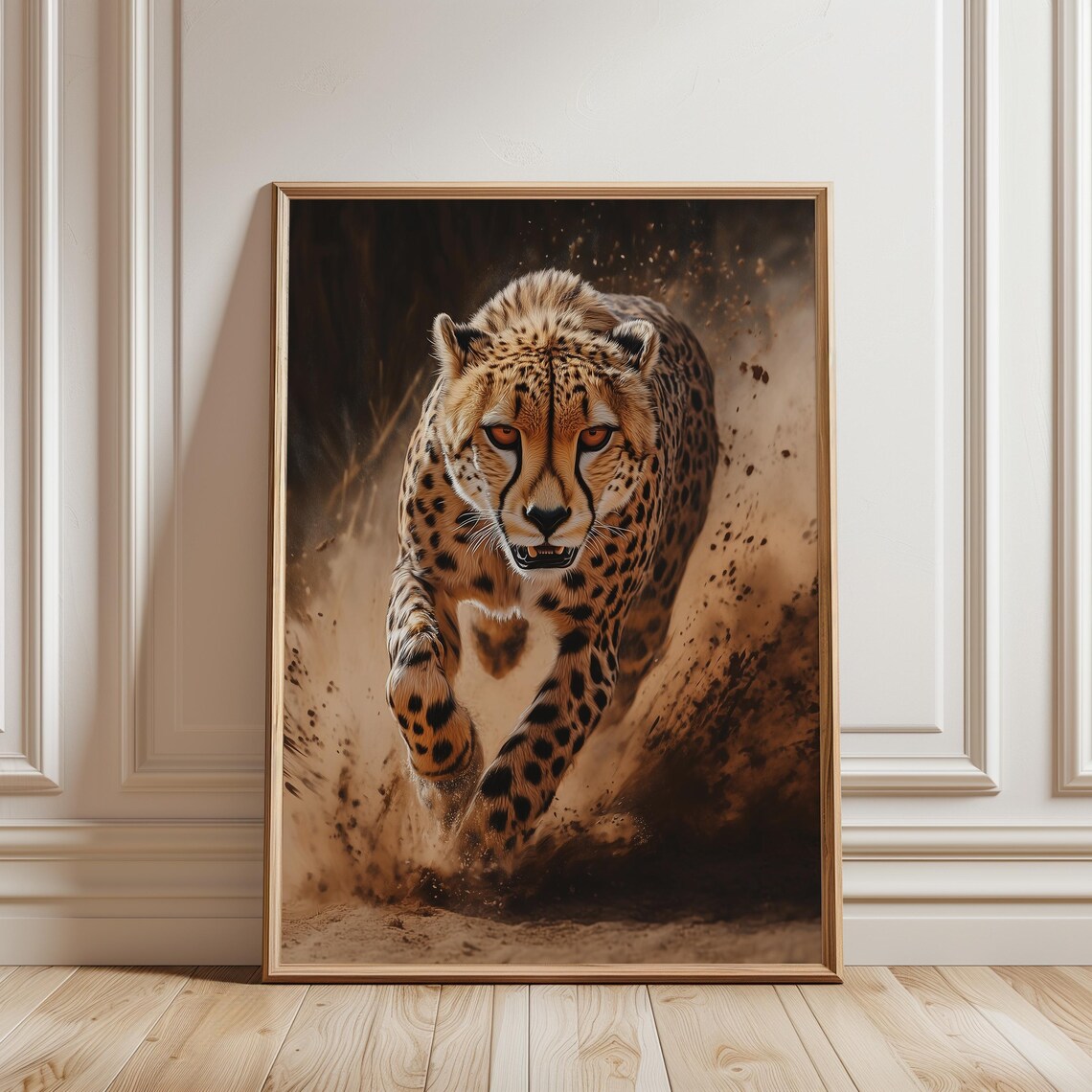 Cheetah Oil-Painting-Style Art Print, Safari Animal