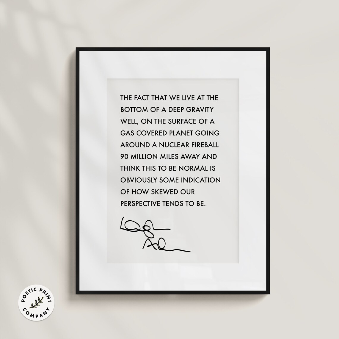Douglas Adams Deep Gravity Well Nuclear Fireball Perspective Quote Poster - Image 2