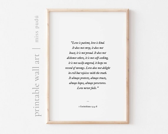 1 Corinthians 134 8 Bible Verse Wall Art Love Is Patient Kind Modern Bible Verse Scripture Wall Art Decor