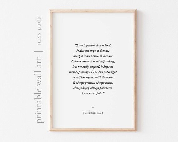 Love Is Patient Love Is Kind 1 Corinthians 13 4-8 Bible Poster