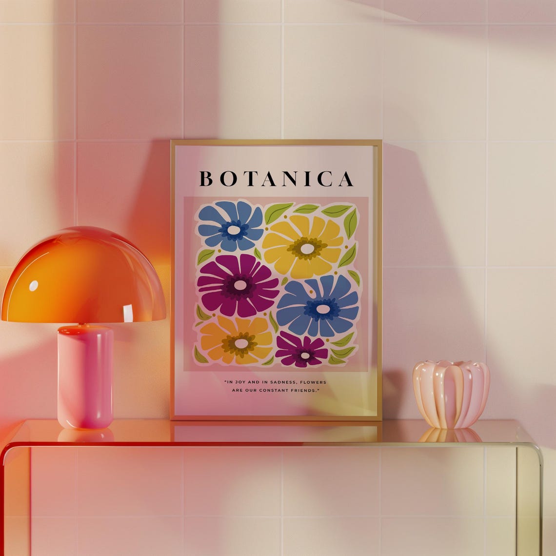 Botanica Colorful Flower Quote Joyful Retro Botanical Bloom Poster - Image 4