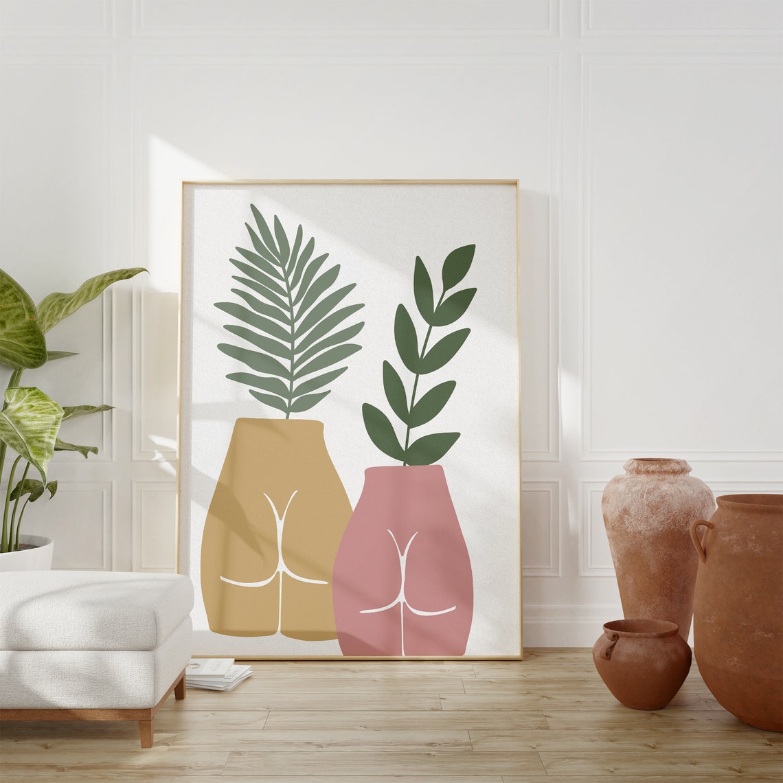 Woman Body Vase Planters Terracotta Boho Botanical Art Poster - Image 4