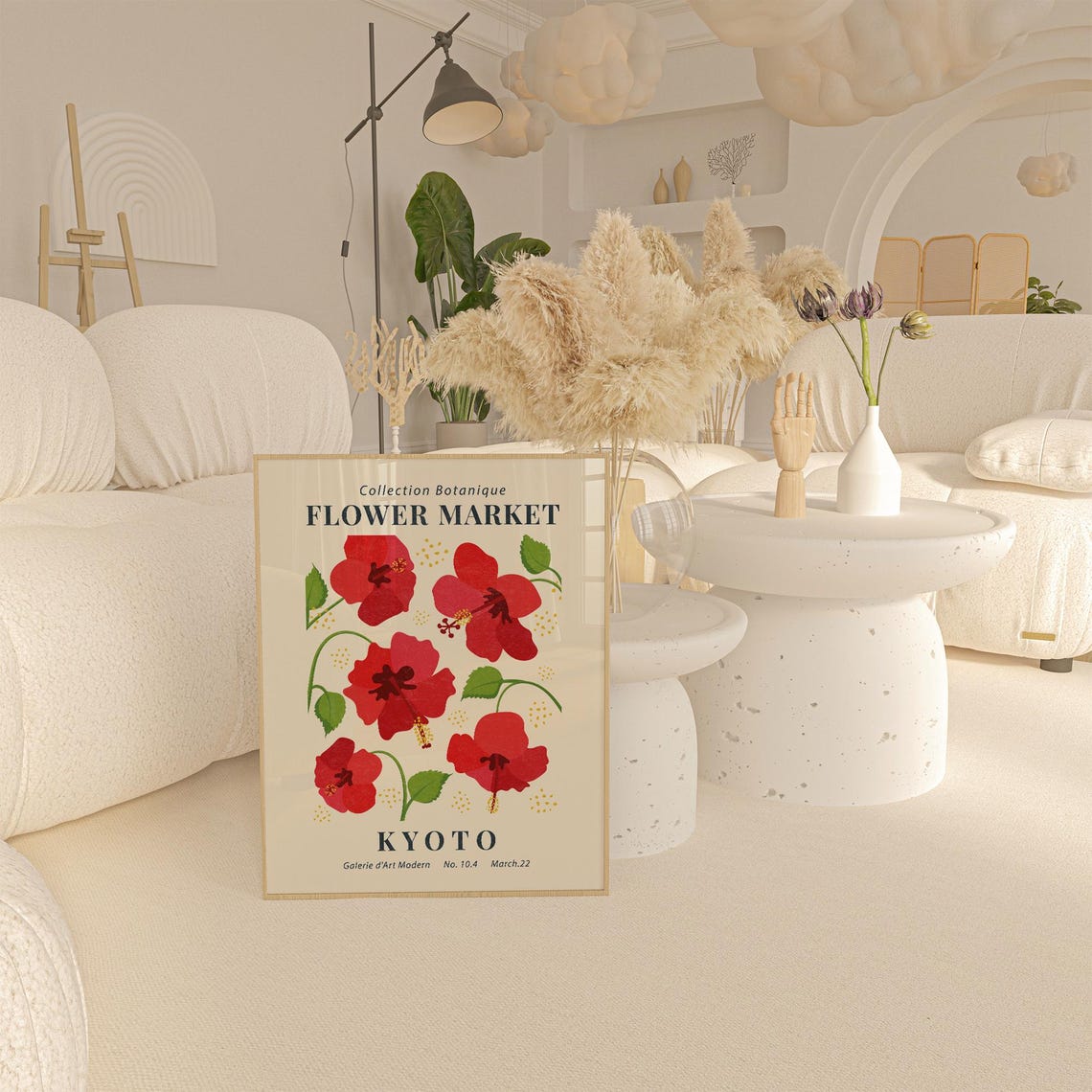 Flower Market Kyoto Red Hibiscus Botanical Vintage Style Art Poster - Image 2