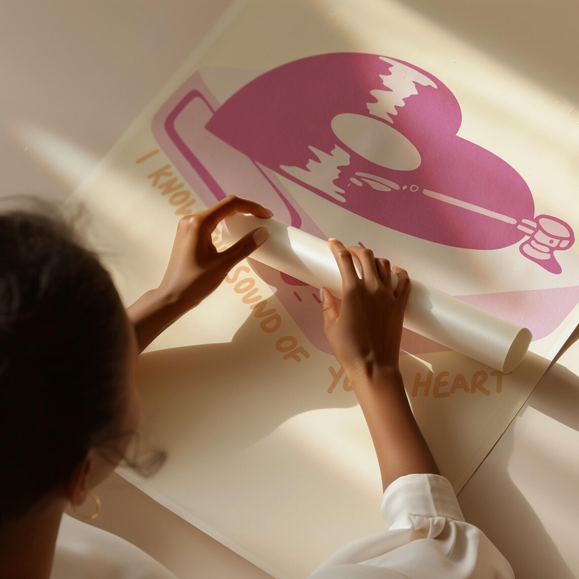 I Know The Sound Of Your Heart Pink Vinyl Turntable Music Poster - Image 3