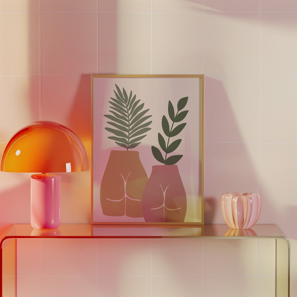 Woman Body Vase Planters Terracotta Boho Botanical Art Poster