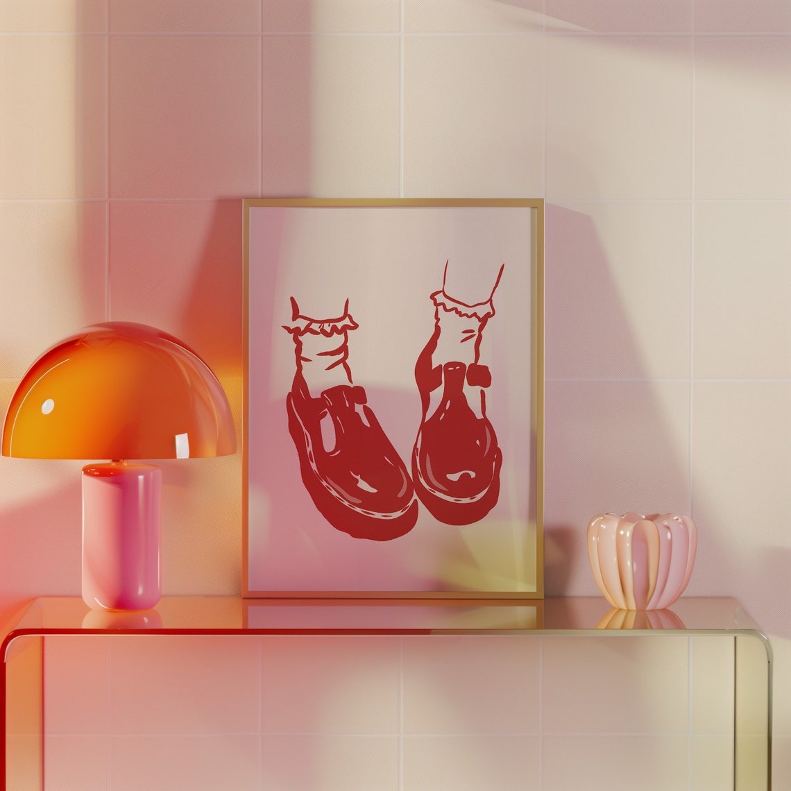 Red Shoes Wall Art Trendy Woman Poster Dorm Room Decor Trippy Wall Art Shoes Poster Preppy Wall Print Y2k Apartment Poster Red Wall Art - Image 2