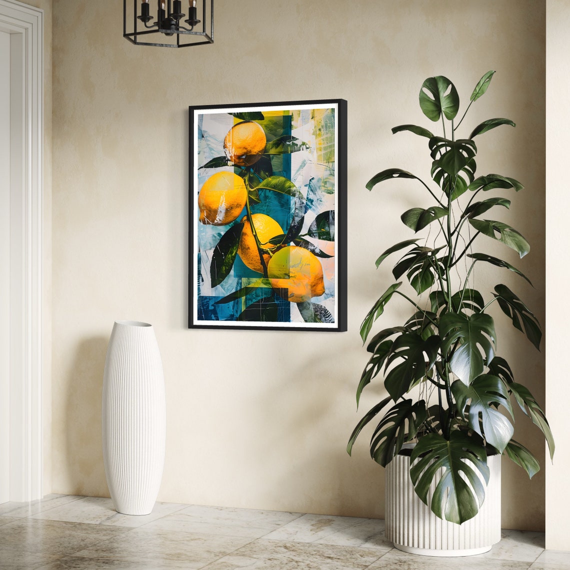 Lemon Branch Citrus Fruit Mediterranean Mixed Media Modern Art Print - Image 2