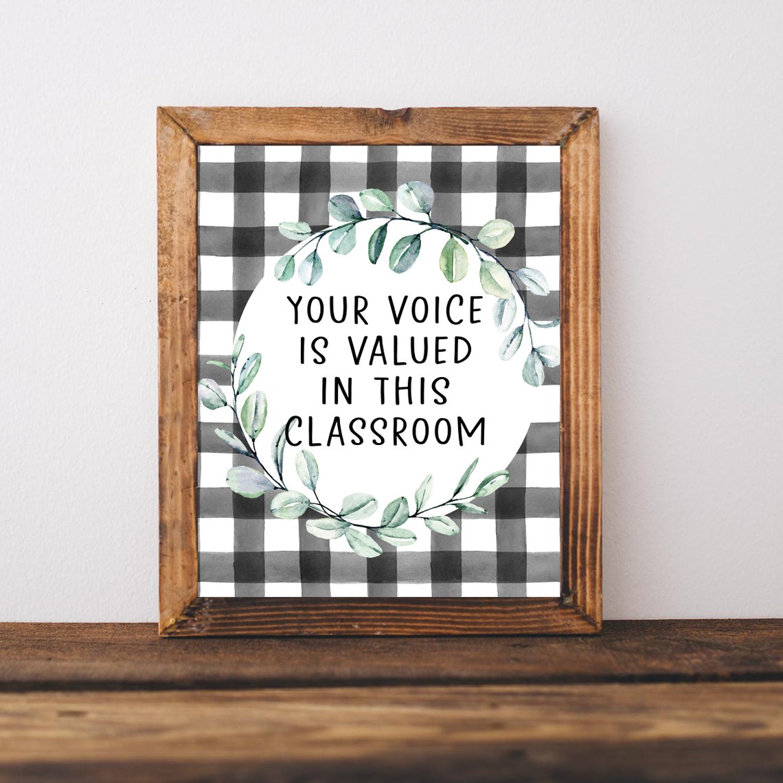 Your Voice Is Valued In This Classroom Eucalyptus Buffalo Check Poster
