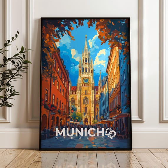 Munich Travel Poster, Oktoberfest Bavaria Illustration