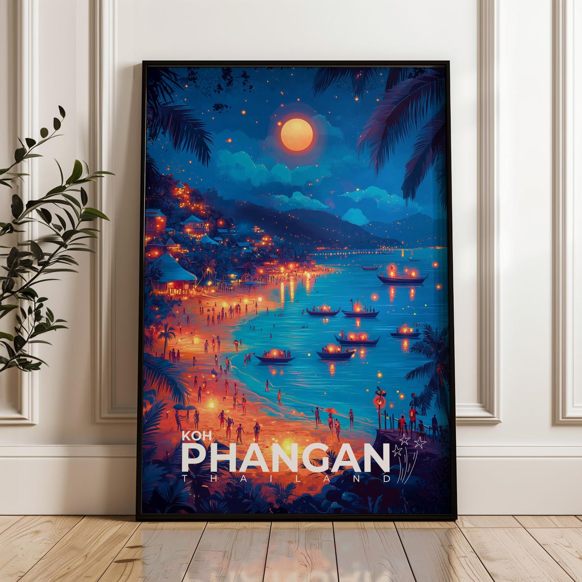 Koh Phangan Full Moon - Vintage Travel Poster