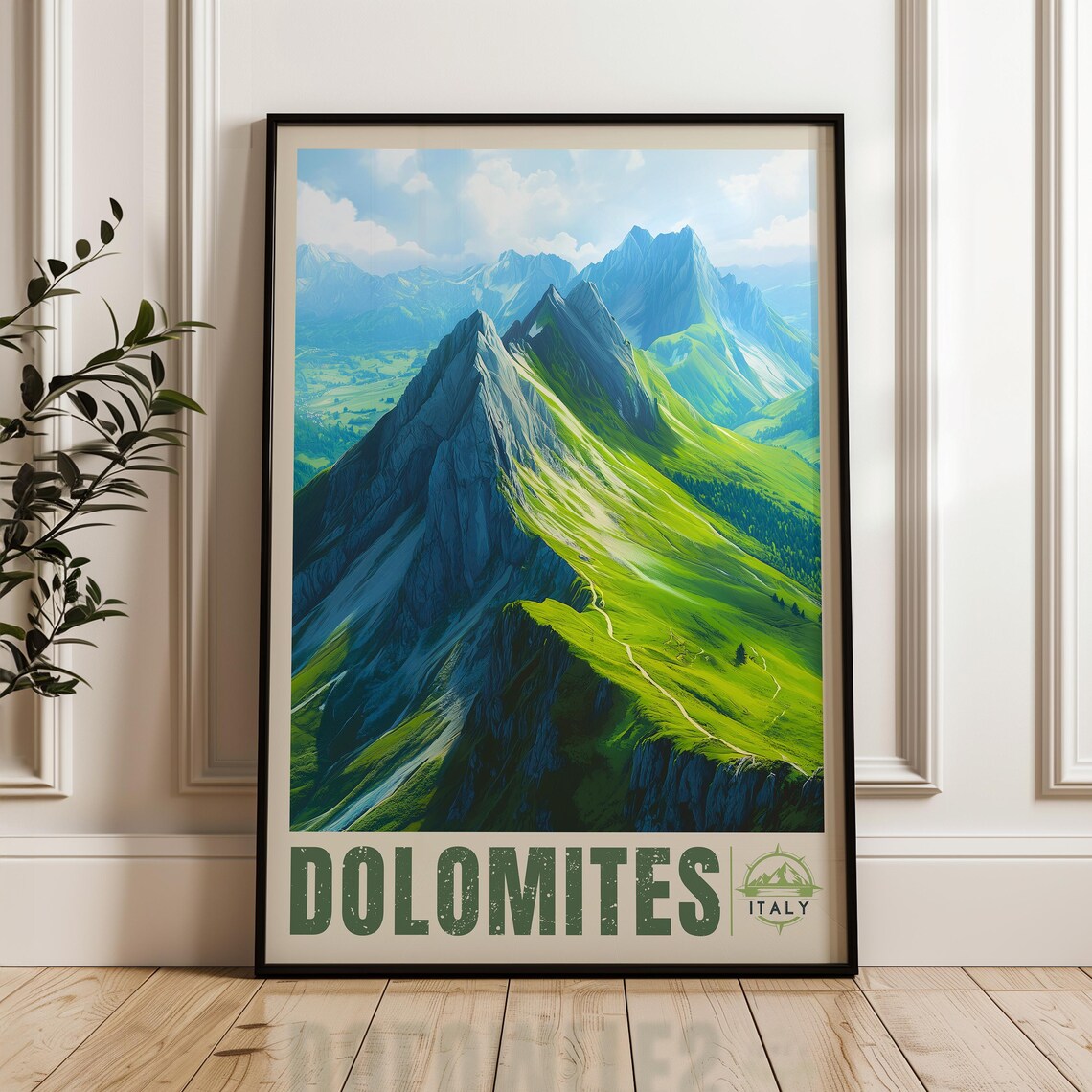 Dolomites Travel Poster, Val Gardena Hiking Alps