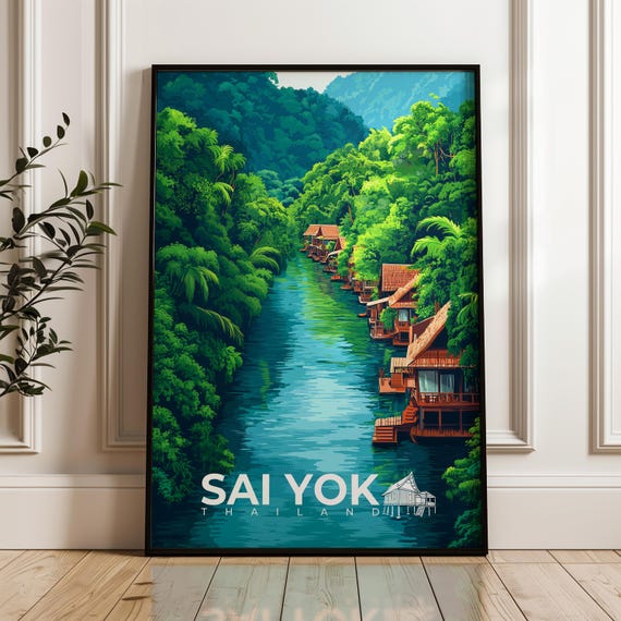 Sai Yok Travel Poster, Thailand River Kwai