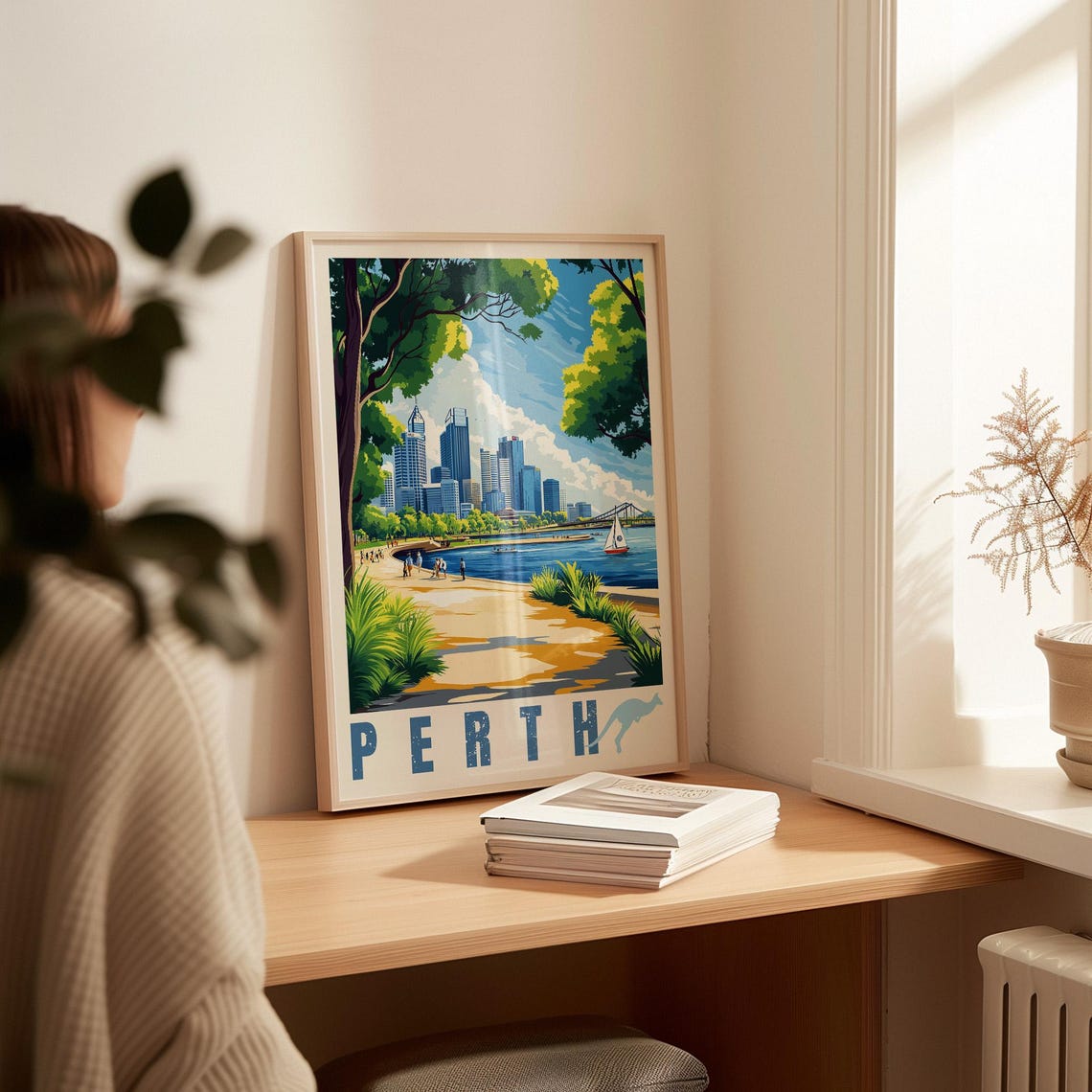 Perth Western Australia Swan River Skyline Summer Travel Poster - Image 2