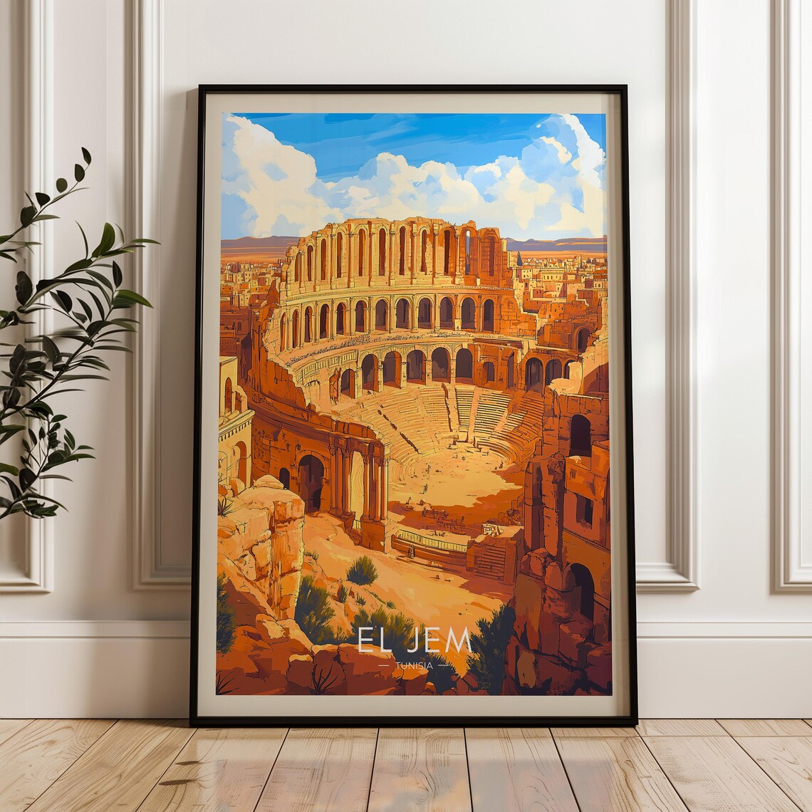 El Jem Tunisia Ancient Roman Amphitheater Ruins Travel Poster