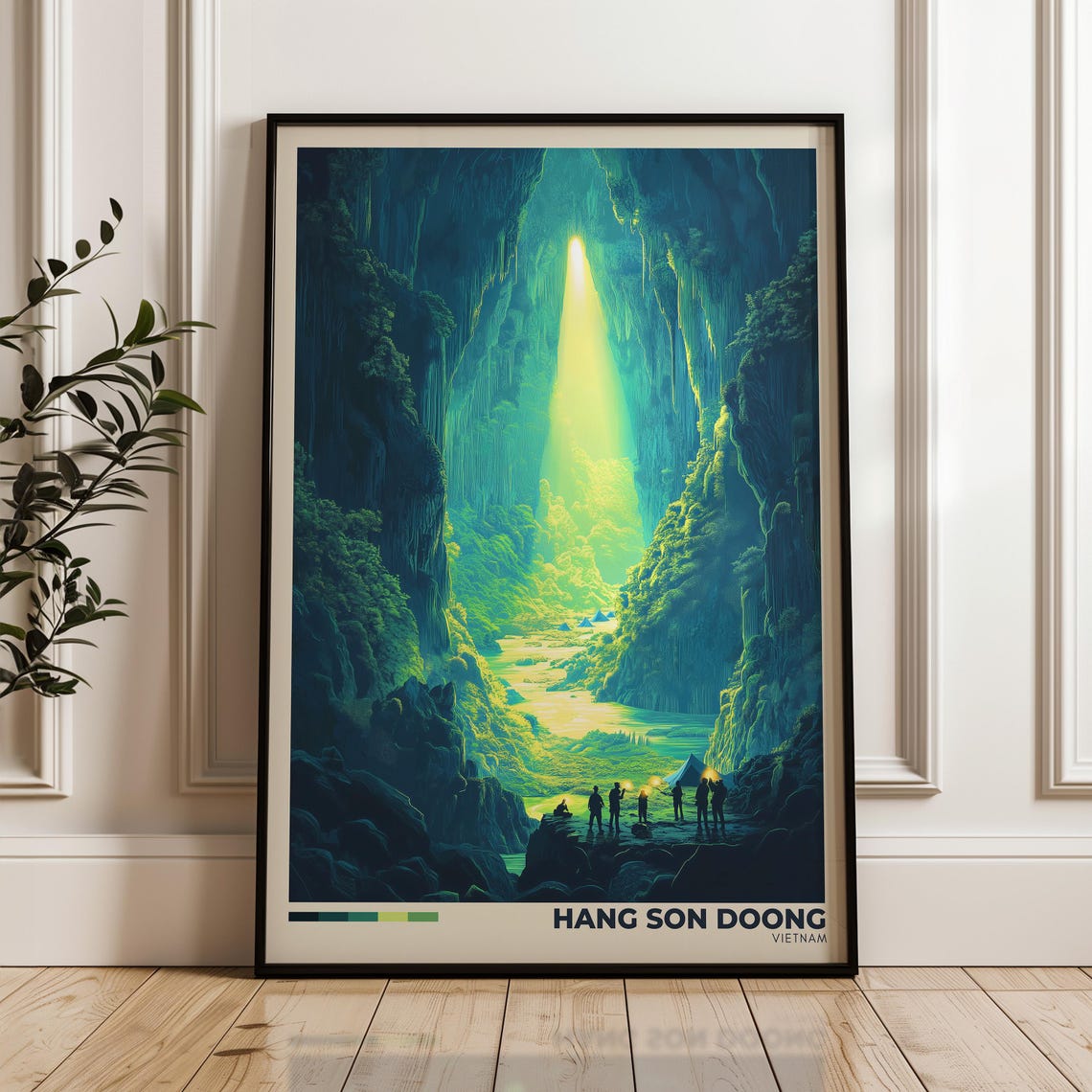 Hang Son Doong Vietnam Cave Golden Sunlight Beam Travel Poster