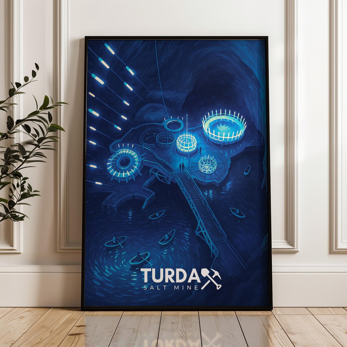 Turda Salt Mine Travel Poster, Romania Illustration