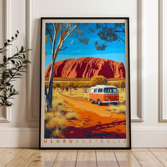 Uluru Travel Poster Ayers Rock Australia Illustration