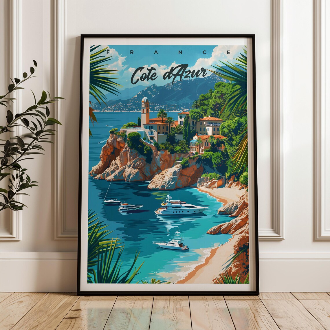 Cote Dazur Travel Poster, French Riviera Art Print