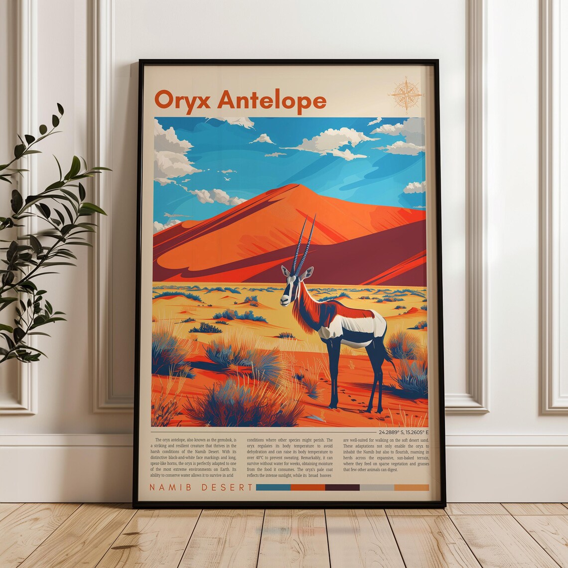 Oryx Antelope Of The Namib Desert Wildlife Infographic Poster