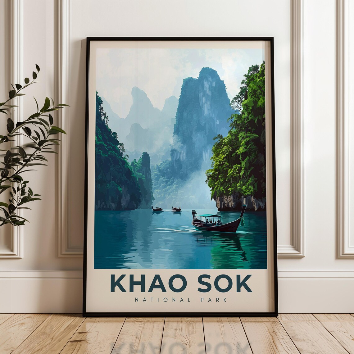 Khao Sok Thailand National Park Misty Karst Lake Boats Poster
