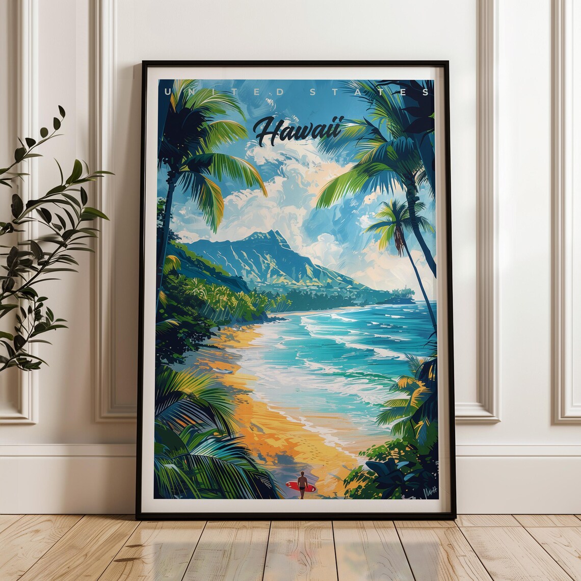 Hawaii Travel Poster, Oahu Wall Art Print