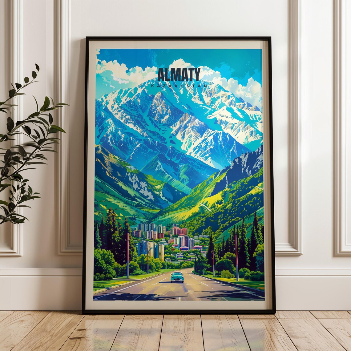 Almaty Travel Poster, Kazakhstan Illustration Art Print