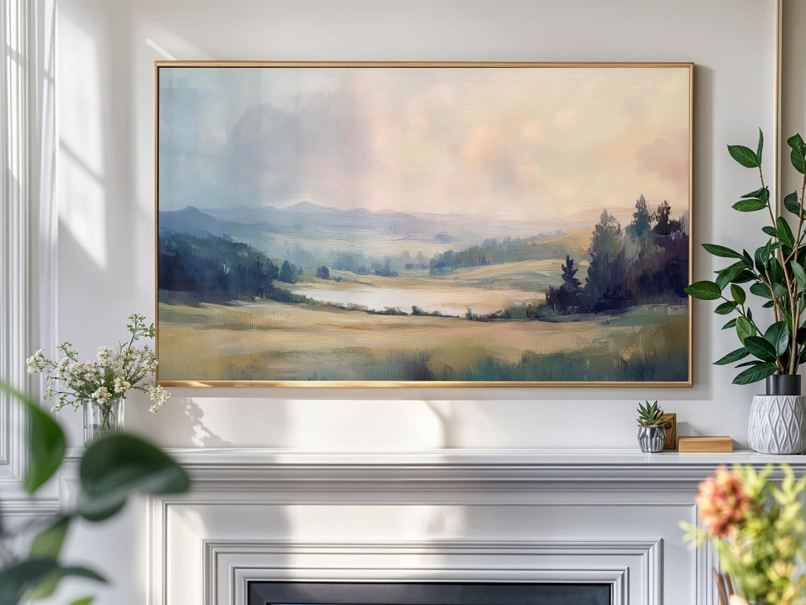 Frame Tv Art Moody Landscape Painting Vintage Neutral Artwork For The Frame - Image 4