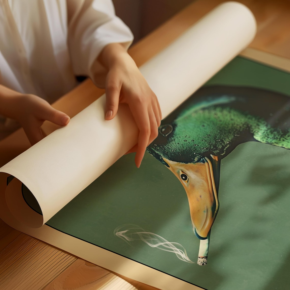 Mallard Smoking a Cigarette, Vintage Duck Poster - Image 2