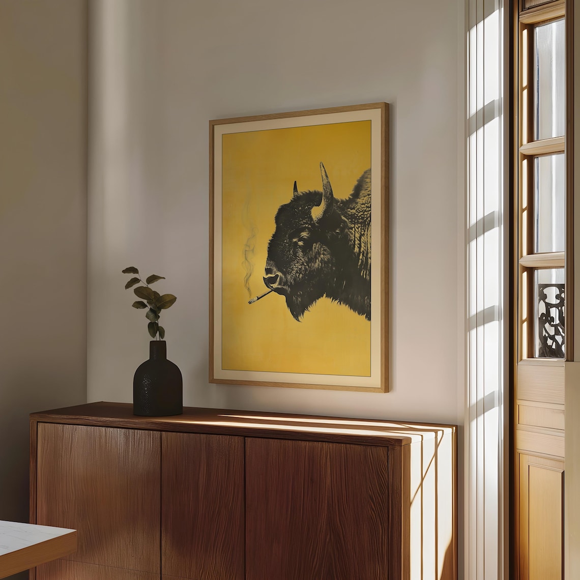 Bison Smoking a Cigarette, Vintage Poster Print - Image 2