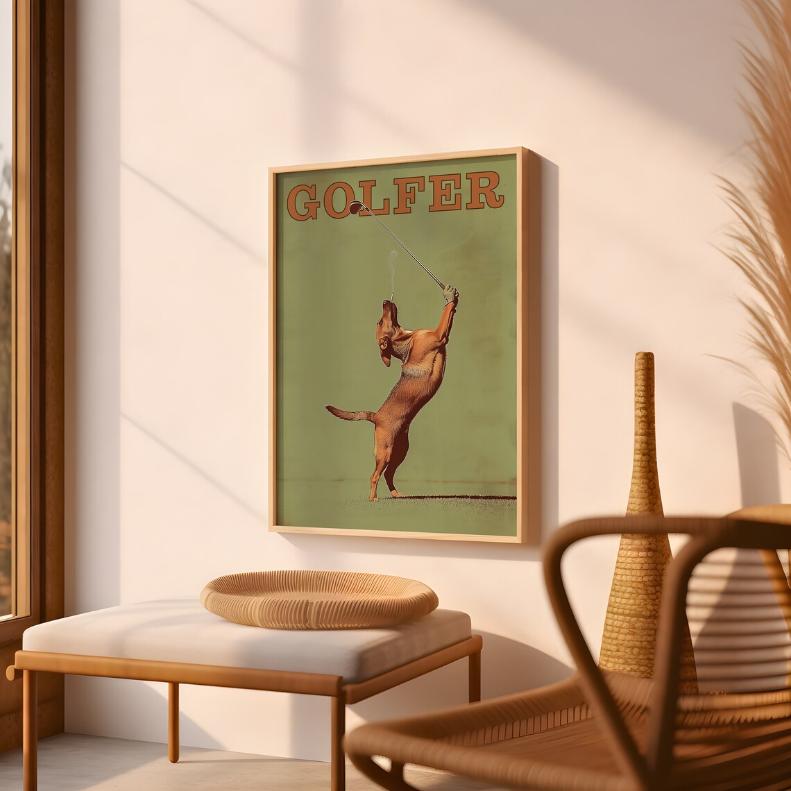 Funny Dog Golfing Vintage Poster, Man Cave Decor - Image 2