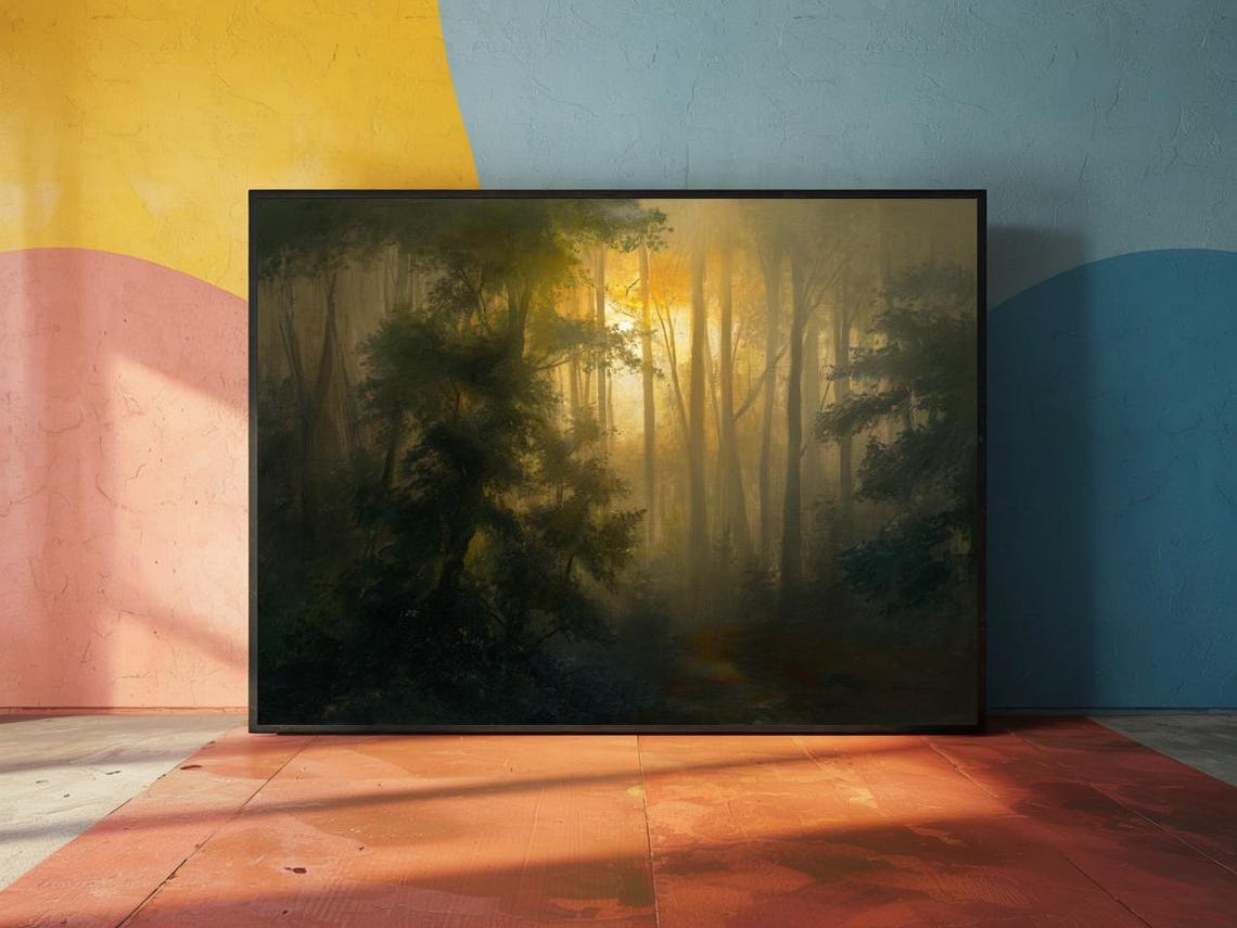 Foggy Mountain Forest Nature Art Print Decor Wall Room Downloa - Image 3