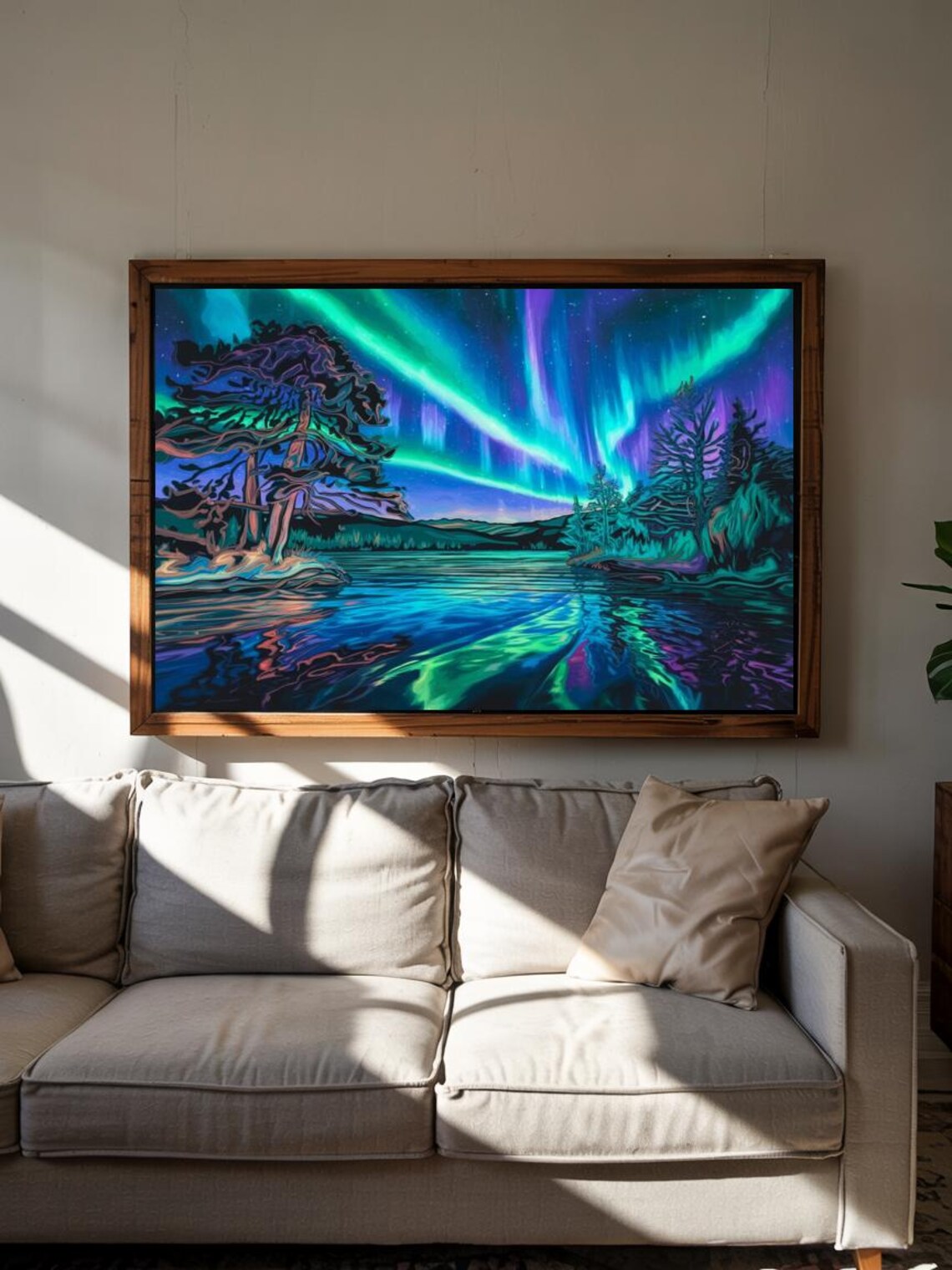 Aurora Borealis Northern Lights Over Lake Landscape Nature Poster - Image 3