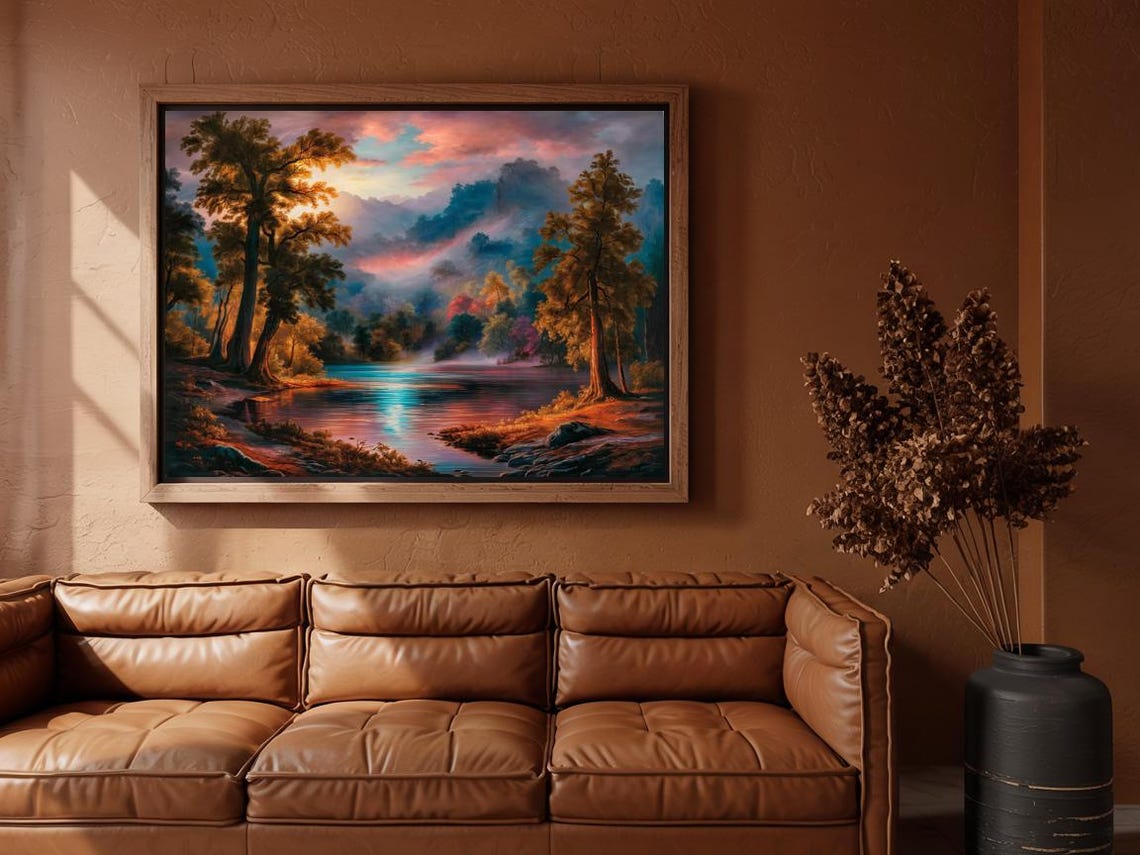 Mountain Lake Forest Nature Art Print Decor Wall Room - Image 3