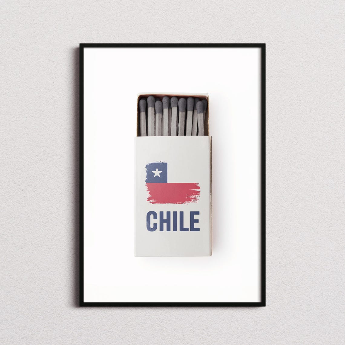 Chile Matchbox Chilean Flag Vintage South America Art Poster