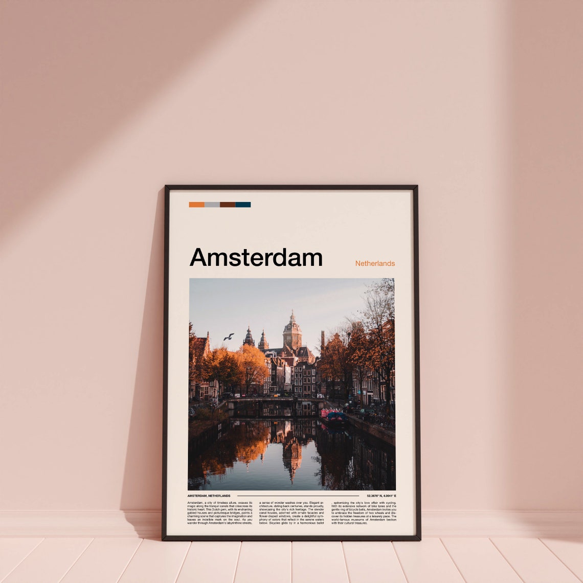 Amsterdam Netherlands Canal Houses Autumn Reflection City Poster - Image 4